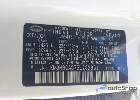 2025 Hyundai Kona N Line S из США, поврежденный, VIN KM8HBCA37SU232951